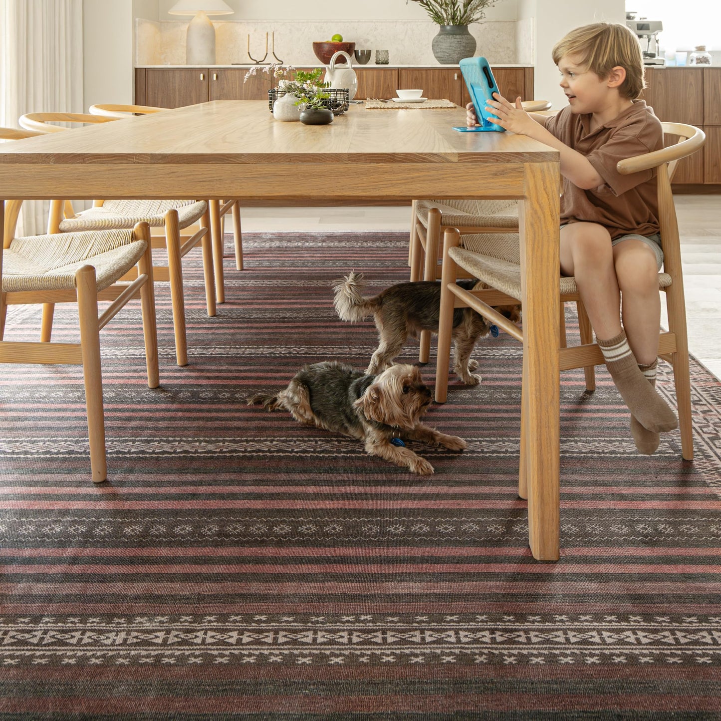 KNOTTING MATTERS Vibe Stripe 8’3” x 11’6” Area Rug – Sand, Charcoal & Clay Heritage Flatweave, Low-Pile – Easy Clean Area Rug – Perfect for Living Room, Dining Room, Bedroom – Pet & Kid Friendly