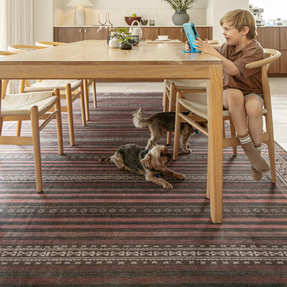 KNOTTING MATTERS Vibe Stripe 8’3” x 11’6” Area Rug – Sand, Charcoal & Clay Heritage Flatweave, Low-Pile – Easy Clean Area Rug – Perfect for Living Room, Dining Room, Bedroom – Pet & Kid Friendly