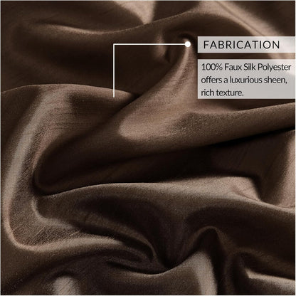 Elrene Home Fashions Colette Faux-Silk Scalloped Window Valance, Chocolate, 50 in x 21 in (Scalloped Valance)