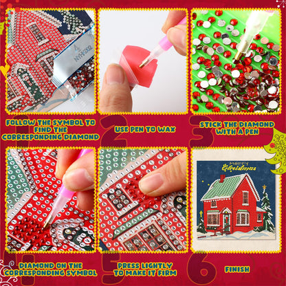 Colarr 18 Pcs Vintage Christmas Diamond Painting Greeting Card with Envelopes 5d DIY Diamond Art Snowman Santa Cards for Adults Craft Family Birthday Gifts Including 3 Pen 1 Tray 1 Sticky Wax