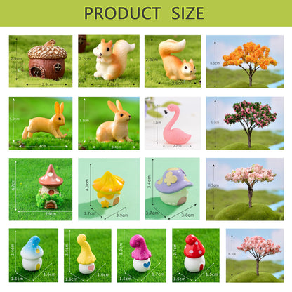 Photour 65 Pcs Fairy Garden Accessories Cute Fairy Garden Kit with Resin Fairy House Mini Bunny Squirrel Owl Mushroom for DIY Micro Landscape Dollhouse Succulent Craft