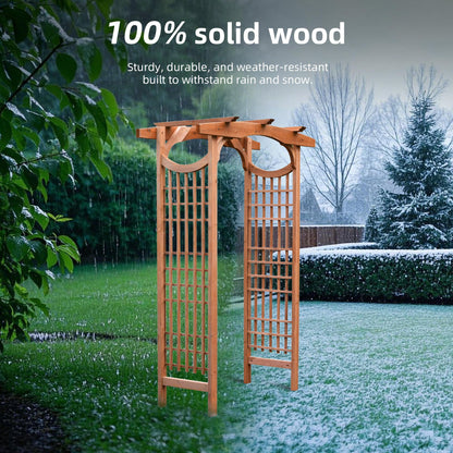 ScienGarden Solid Fir Wooden Garden Arch Premium Outdoor Trellis for Climbing Plants, 83.12”H×59”W×29.75’’D, Also can be Used for Wedding and Party Decoration