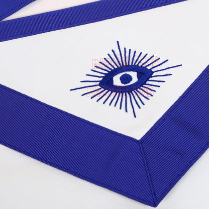 MASONIC BLUE LODGE MASTER MASON 100% LAMBSKIN APRON & WORKING TOOLS CHAIN COLLAR WITH MASTER MASON BLUE LODGE 100% LAMBSKIN GLOVE- HAND MADE