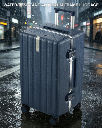 Hanke Premium 24 Inch Zipperless Medium Checked Luggage, Aluminum Frame Hard Shell PC Suitcase with TSA Lock and Multi-Handle Design, 8 Quiet Spinner Wheels for 1-2 Week Trip（Abyssal Blue）