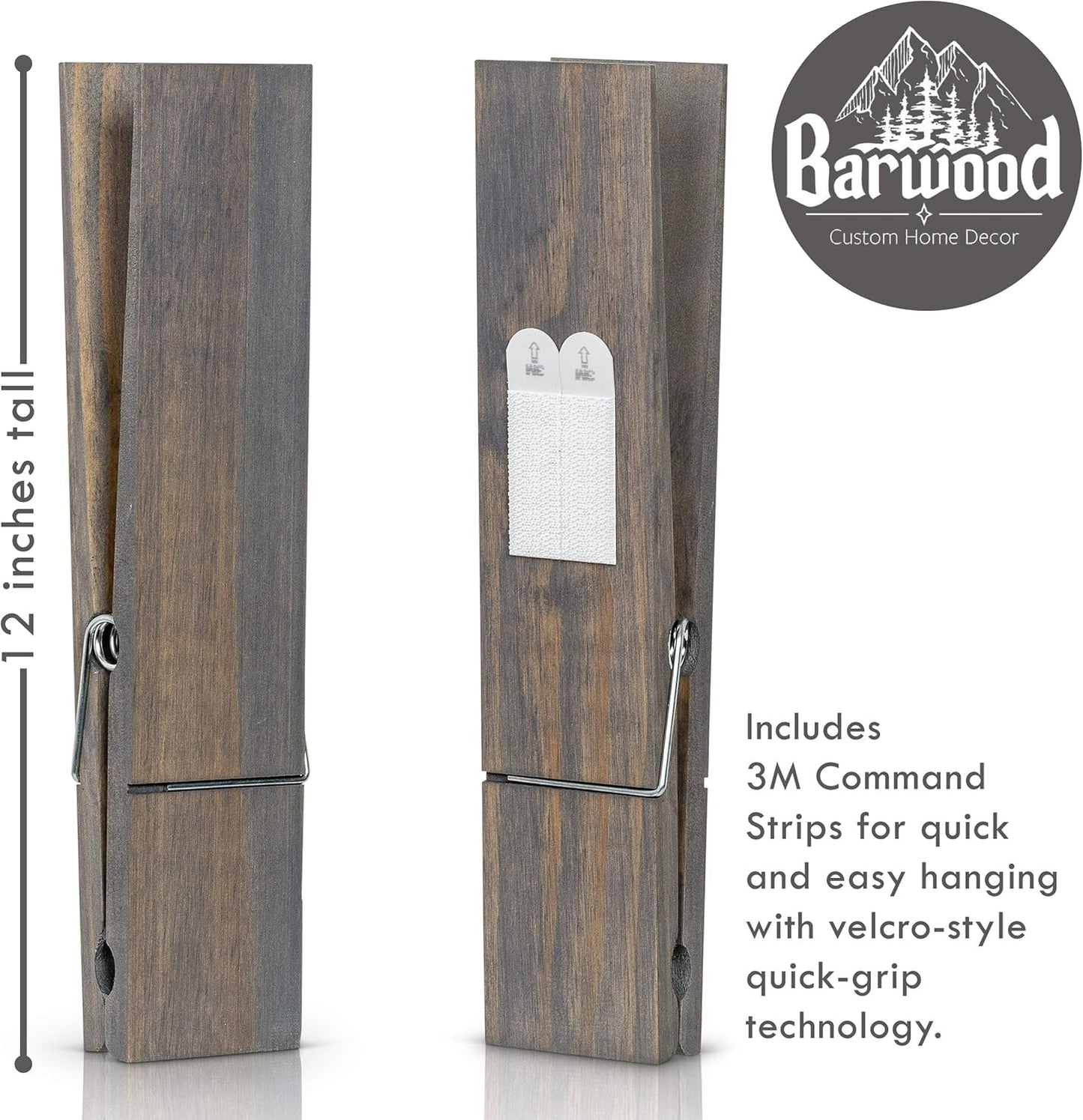 12 (2 Giant Clothespin Bathroom Towel Holder | Huge Clothes pin | Farmhouse Bathroom dcor | Laundry Room or Nursery