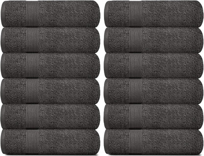 Set 12x12 [12 Pack, White Classic Resort Collection Soft Washcloth Face & Body Towel | Luxury Hotel Plush & Absorbent