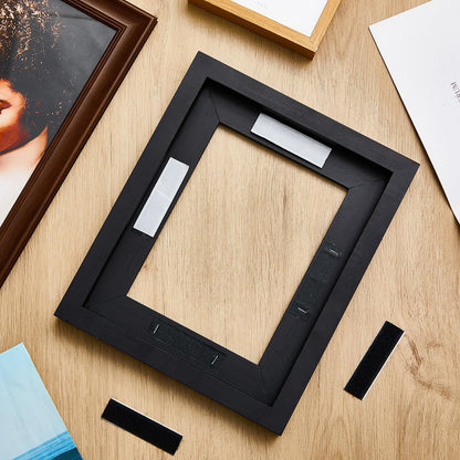 Qunclay 4 Pcs 8 x 10 Inch Canvas Floating Frame Black Floater Frames for Canvas Painting Wood Vertical and Horizontal Wall Hanging Frame with Adhesive Strips for Prints Oil Painting Diamond Decor