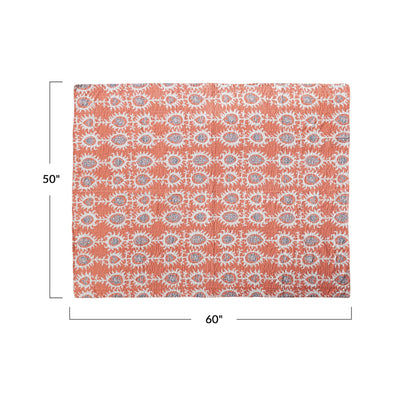 Creative Co-Op Patterned Cotton Voile Throw, Orange