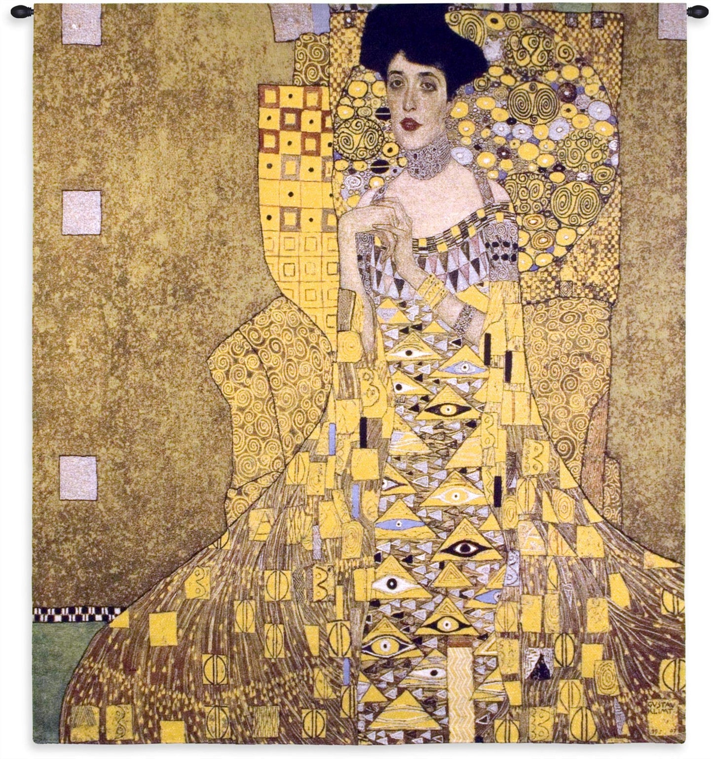 PCW - Woman In Gold Adele Bloch-Bauer by Gustav Klimt | Woven Tapestry Wall Art Hanging | Woman in Gold Austrian | 100% Cotton USA Size 58x52