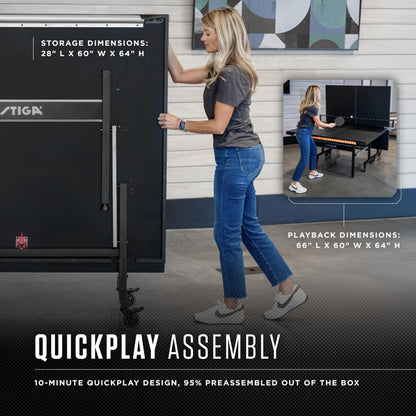 STIGA Carbon Series Indoor Ping Pong Tables with 15mm - 18mm Performance Top, QuickPlay Assembly, Built-in Ball Storage, Foldable Playback Mode & Lockable Casters