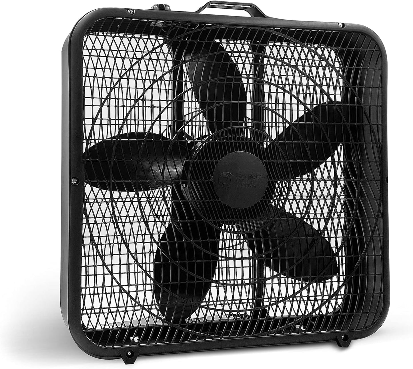 Comfort Zone 20 Inch Box Fan - 3 Speed Full-Force Air Circulation with Carry Handle, Ideal for Home