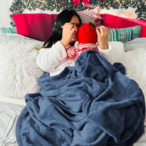 Bedsure GentleSoft Fleece Bed Blanket - Soft, Lightweight, Plush Cozy Luxury in Mineral Blue, 84x90 Inches