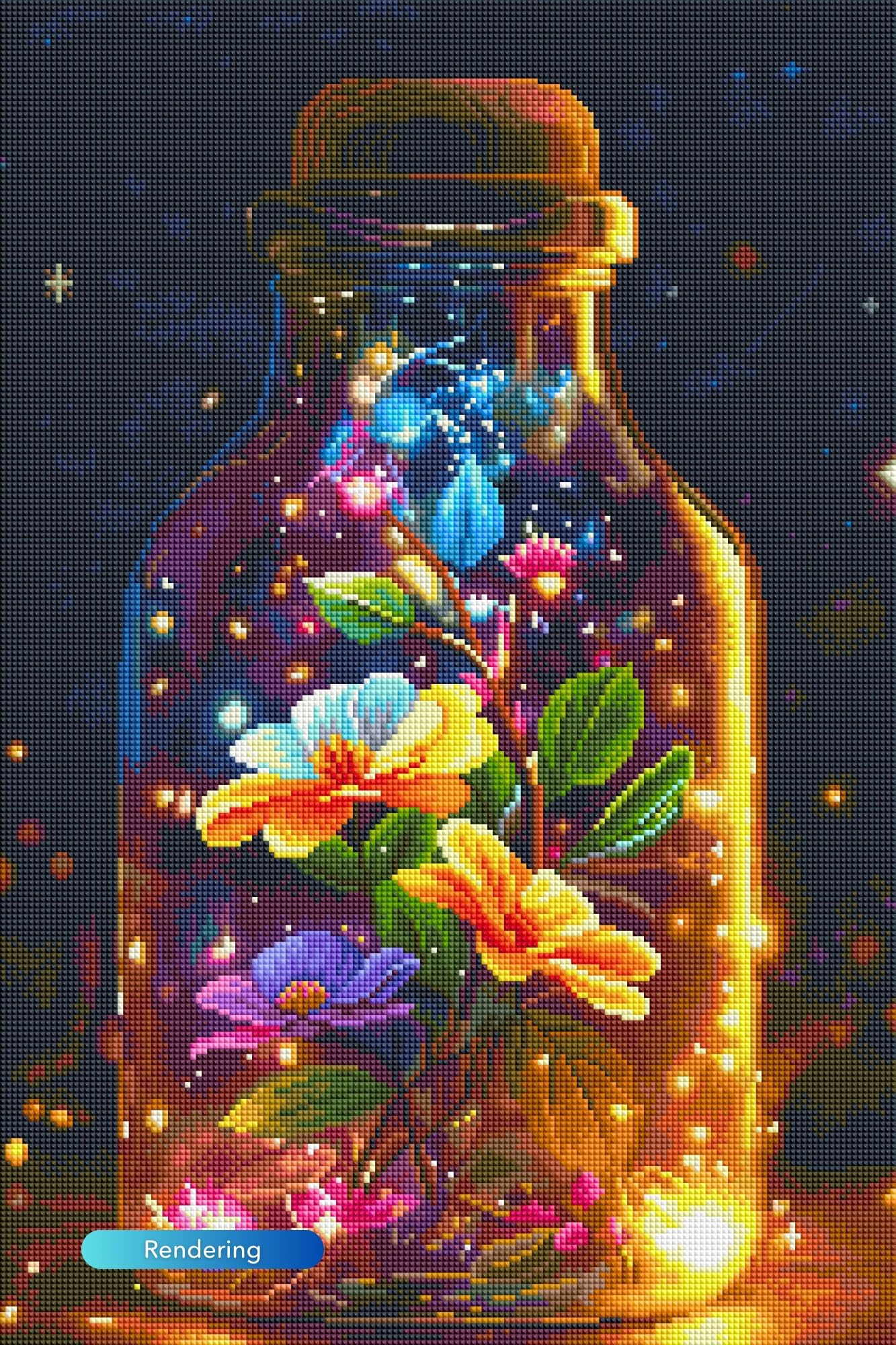 Picmondoo Diamond Painting - 40 x 60 cm, with Square Resin Stones, AB Stones, Rhinestones & Metallic Colours - DIY Artwork for Adults and Children (Luminous Flower Magic)