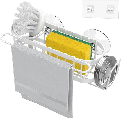 2 Cisily Kitchen Sink Caddy Sponge Holder in The Sink, Stainless Steel Kitchen Sink Organizer, Brush Holder, Dish Cloth