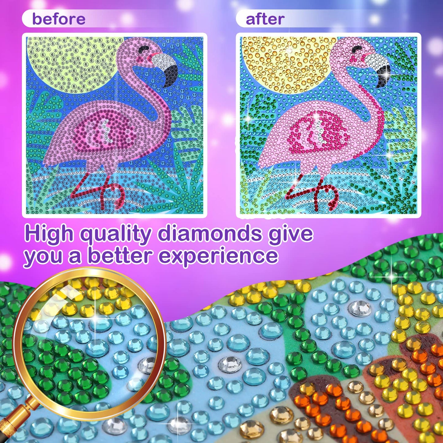 Epakh 8 Pieces Diamond Art Kits for Diamond Art Animal Gem 5D Painting Kit Crystal Easy to DIY Painting by Number Home Wall Decoration (Classic Style)