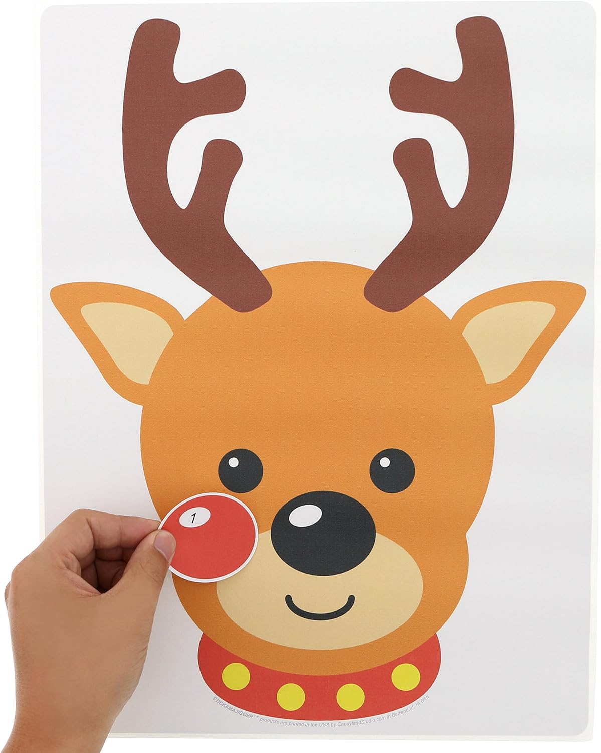 Stickamajigger Stick the Red Nose on the Reindeer Poster Game - Restickable & Reusable