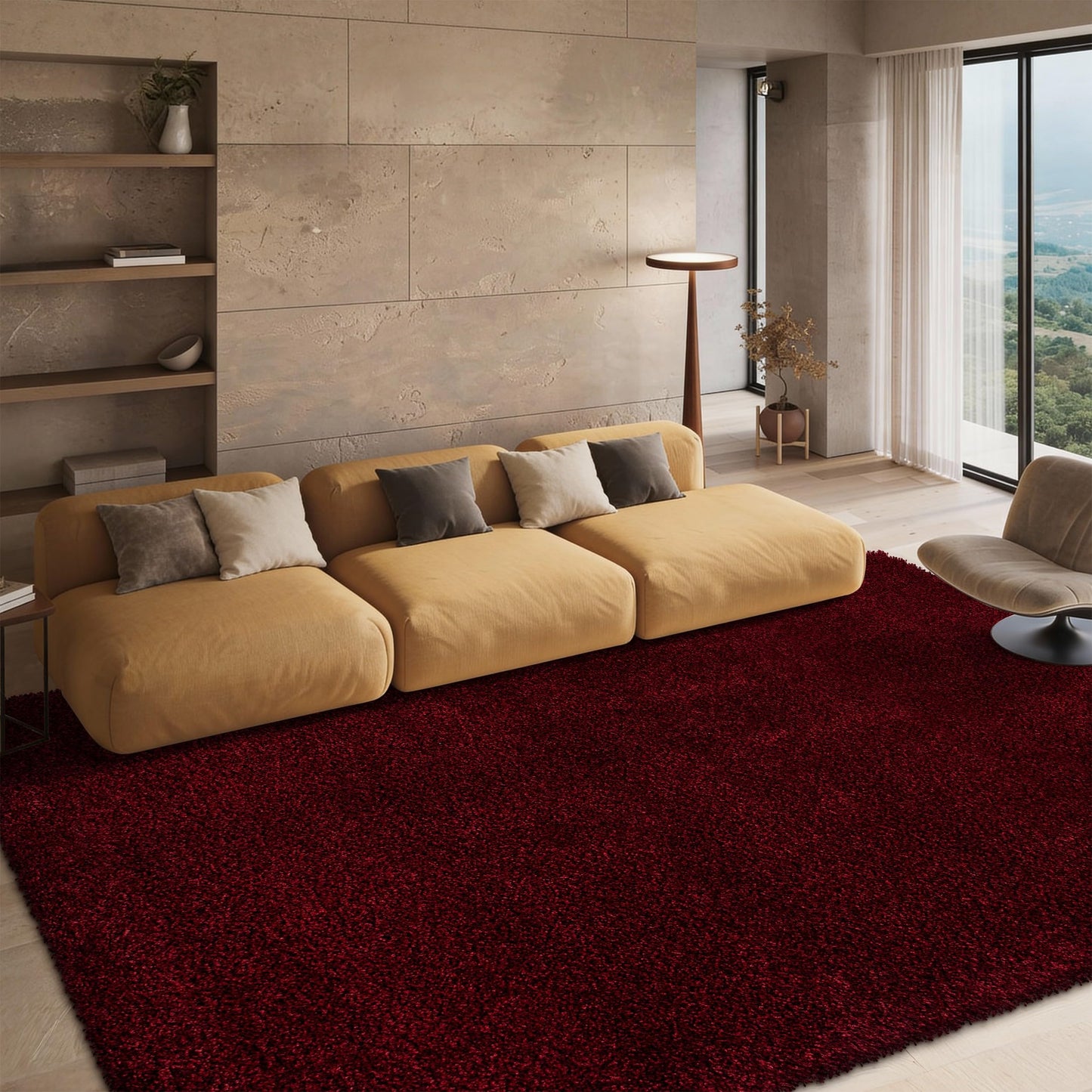 SAFAVIEH California Shag Collection Area Rug - 9'6" x 13', Maroon, Non-Shedding & Easy to Clean, Ultra Plush Thick Pile, Ideal for Living Room, Bedroom, Dining Space (SG151-4242)