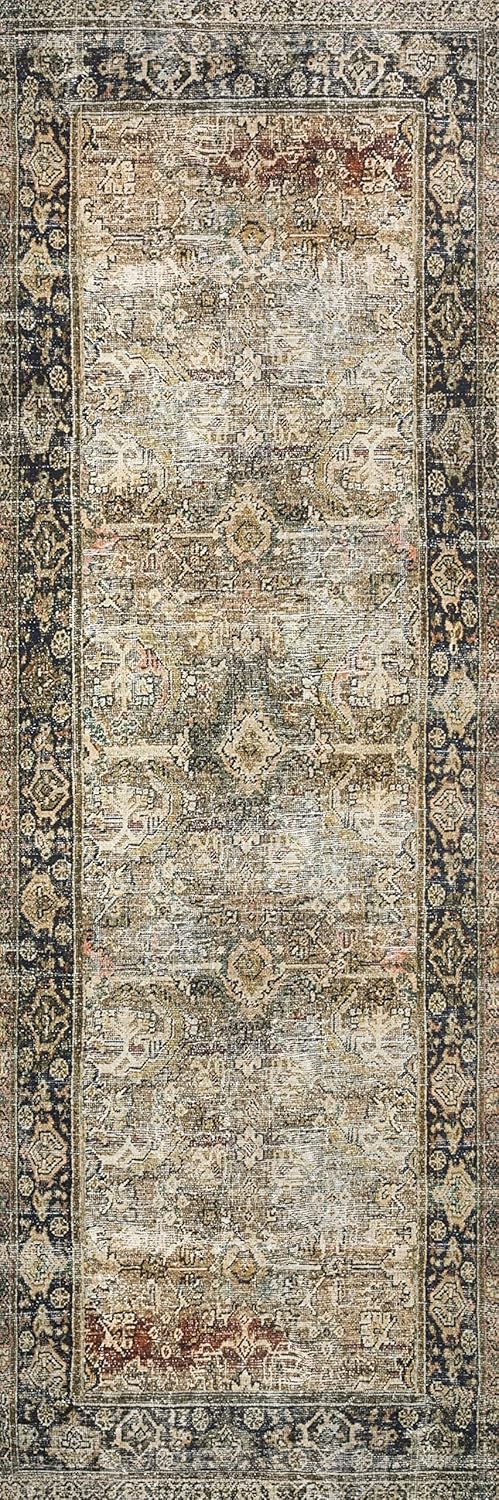 Loloi Layla Collection Accent Rug - Olive/Charcoal 2'-3" x 3'-9", Soft, Durable, Vintage Inspired