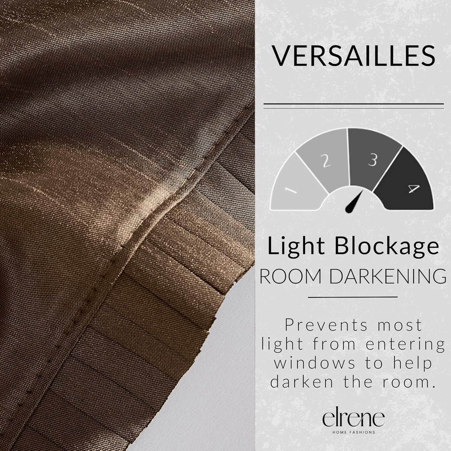 Elrene Home Fashions Versailles Room-Darkening Faux-Silk Waterfall Window Valance, 52" x 36", Chocolate Brown
