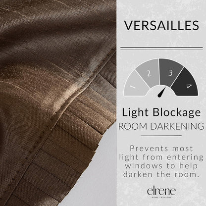 Elrene Home Fashions Versailles Room-Darkening Faux-Silk Waterfall Window Valance, 52" x 36", Chocolate Brown