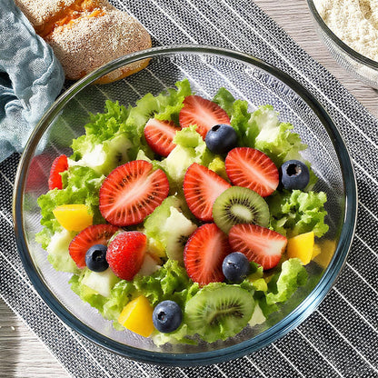 Yuixoseu 6.5 Quart Large Glass Mixing Bowls, Clear Glass Salad Bowls for Cooking, Salad Mixing, Fruit Bread Storage, Dishwasher, Microwave and Freezer