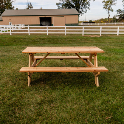 Jack and June Premium Cedar Wood Rectangular Picnic Table Easy Assembly Rounded Corners Comfortable for Kids and Adults