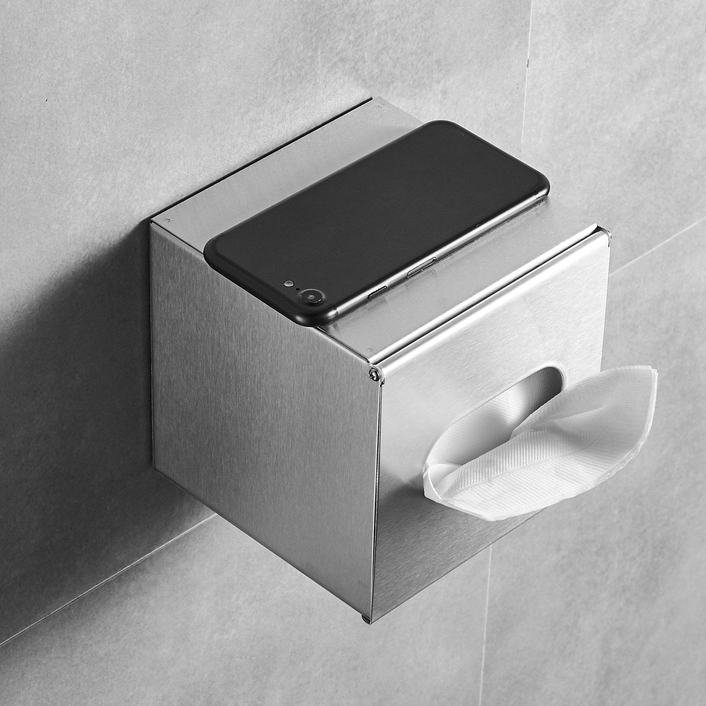 JunSun Square Tissue Box Cover Tissue Box Holder Napkin Holder Tissue Cube Box Decorative Holder For Bathroom Bedroom Office Dresser Nightstand Desk Tabletop 5"X 5" X 5"-Stainless Steel Brushed Nickel