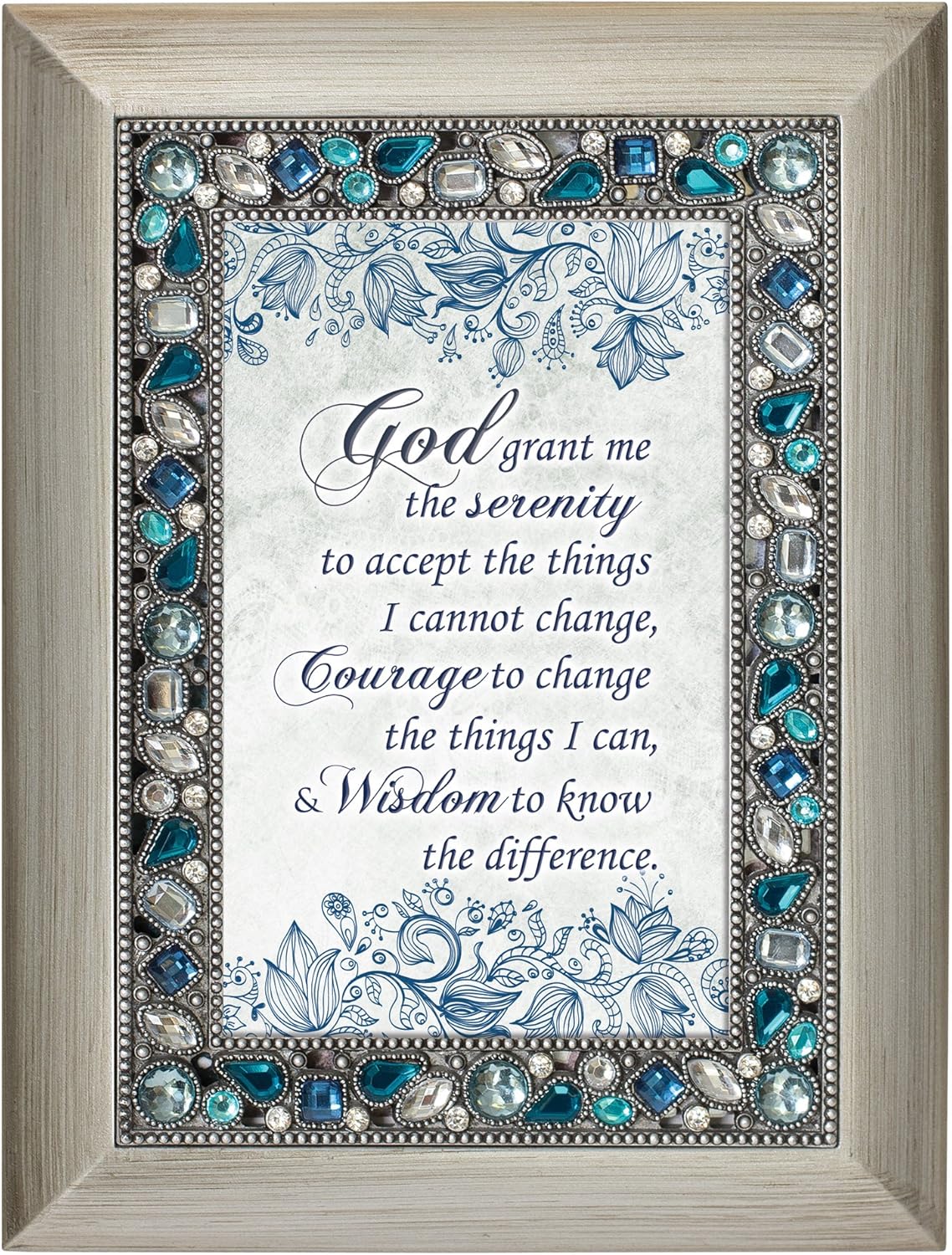 Cottage Garden God Grant Me Serenity Brushed Silvertone Photo Frame with Easel Back