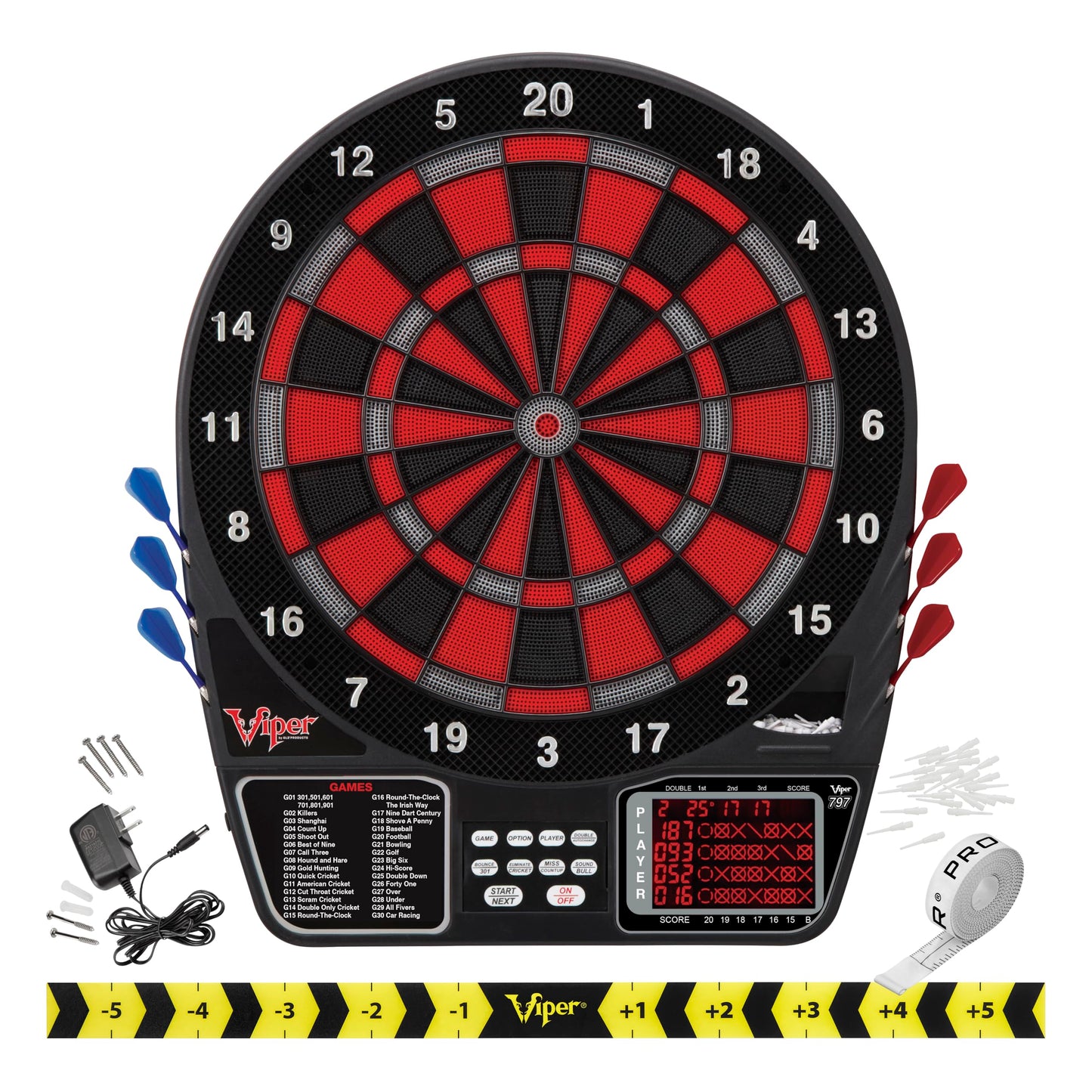 Viper by GLD Products Metropolitan Solid Wood Cabinet & Electronic Dartboard Play-Ready Bundle: Deluxe Set (797 Dartboard and Darts), Cinnamon Finish, One Size