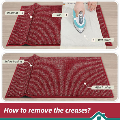 BEQHAUSE Dirt Trapper Door Mat - Non-Slip, Washable, Dirt Resistant | 20" x 48", Red Entryway Mat
