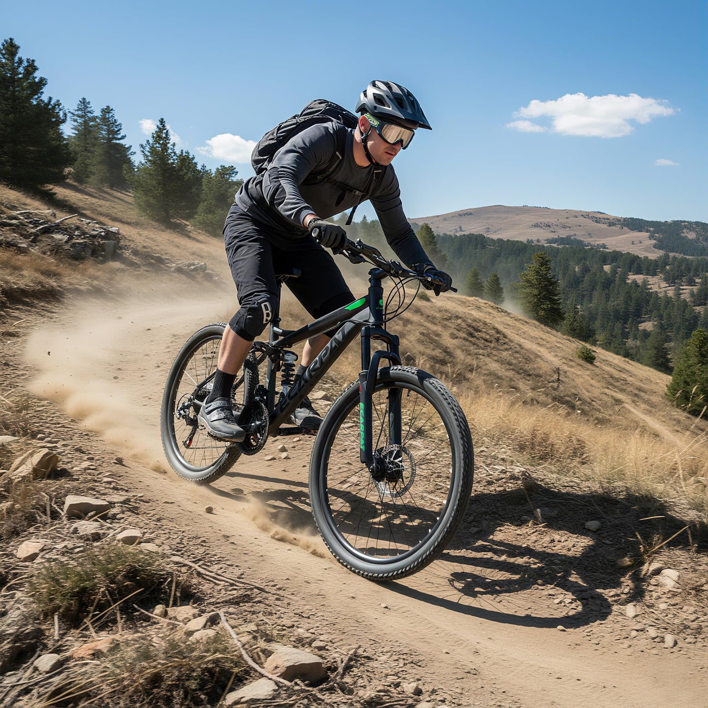 KIAPALNO 26 Inch Mountain Bike, Dual Full Suspension 21 Speed Womens Mens Mountain Bikes, Commuter Bike with Carbon Steel Frame and Dual Disc Brakes