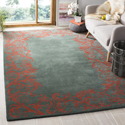 SAFAVIEH Bella Collection 8' x 10' Blue / Coral BEL350A Handmade Premium Wool Area Rug