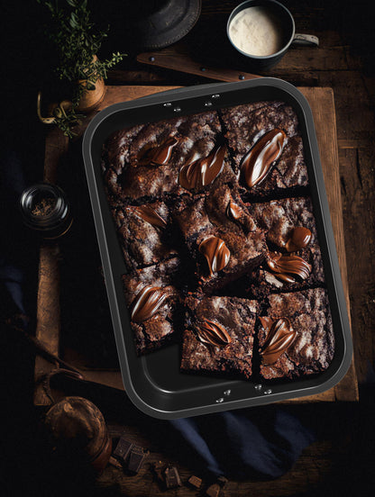 CHEFMADE Roasting Pan, 15-Inch Non-Stick Metal Turkey Pan with Rack, Banking Pan for Lasagna Vegetable and Meat, Chicken Roasting Pan 15.35" x 11.14" x 2.24"