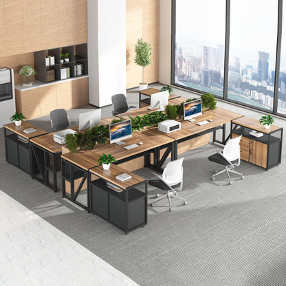Tribesigns 63" Executive with Drawer Cabinet, L Shaped Desk and Lock lateral File Cabinet, 2 Piece Home Office Furniture Set with Drawers for Hanging File, (Brown, 63 inches)
