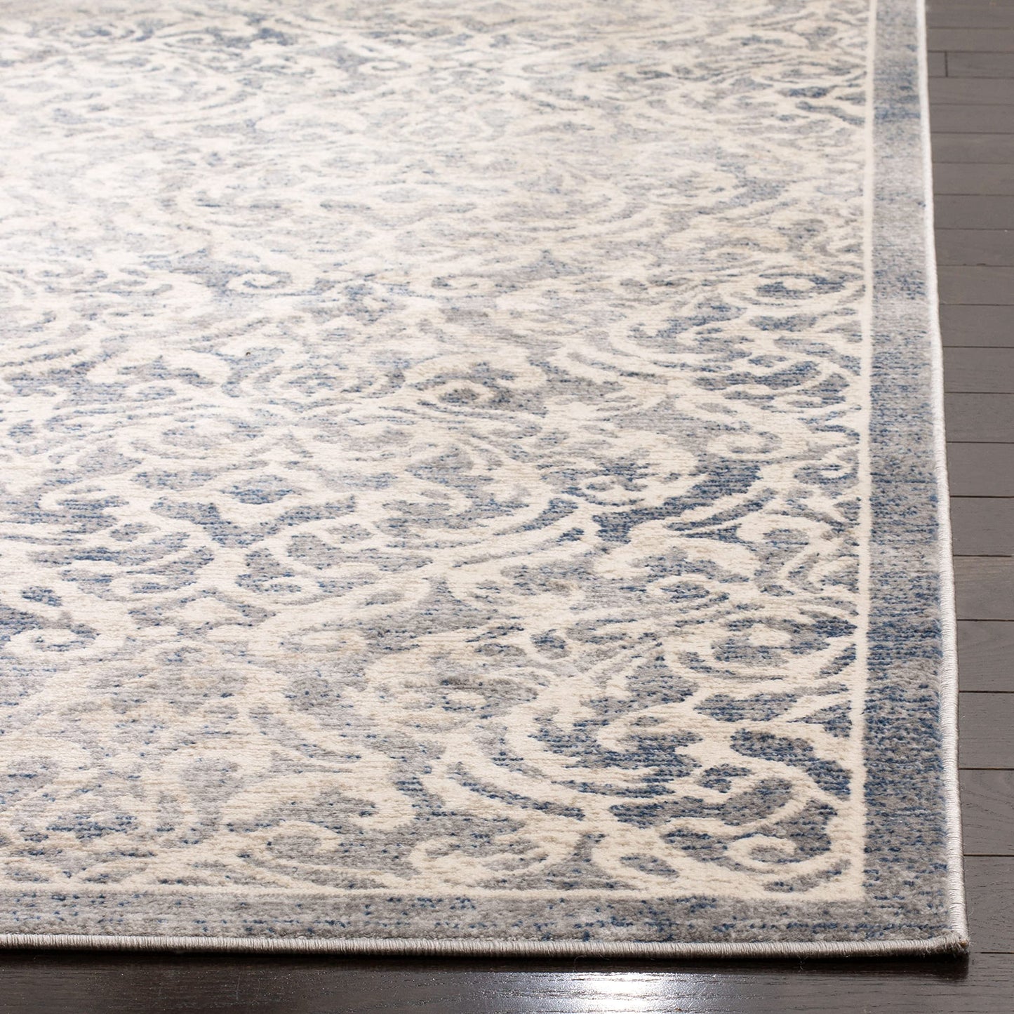 SAFAVIEH Brentwood Collection Area Rug - 10' x 13', Light Grey & Blue, Damask Design, Non-Shedding & Easy Care, Ideal for High Traffic Areas in Living Room, Bedroom (BNT810G)