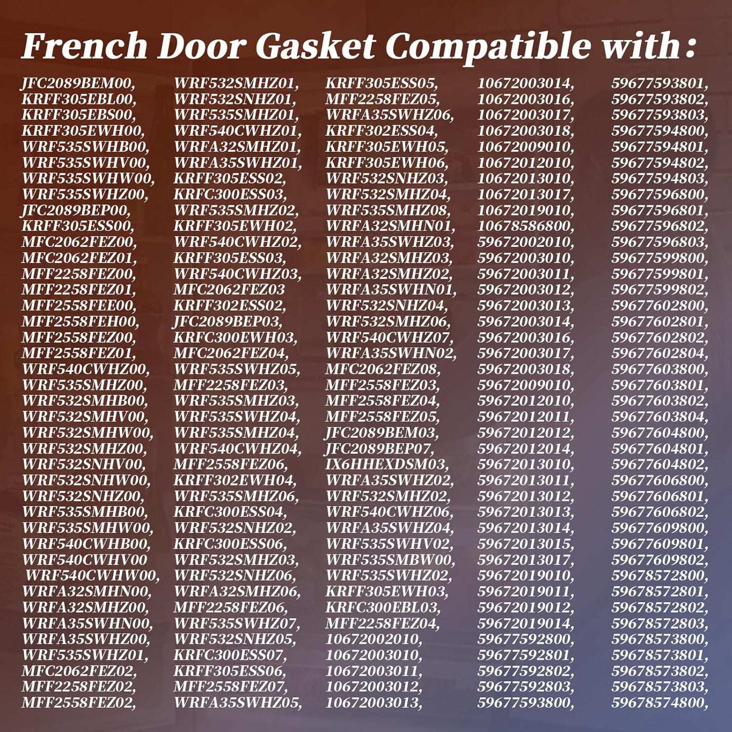 Refrigerator French Door Gasket Compatible with Whirlpool Kenmore Seal W10830162 W10443225 W10179332, Approx. 40.16" x