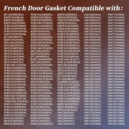Refrigerator French Door Gasket Compatible with Whirlpool Kenmore Seal W10830162 W10443225 W10179332, Approx. 40.16" x