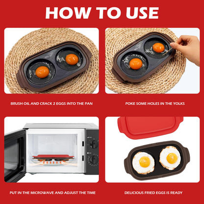 Microwave Egg Cooker, Microwave Egg Poacher | Cooker & Fryer for Breakfast Sandwiches | Maker for 2 Eggs | Dishwasher-Safe & BPA-free, Save Time,Portable for Home,Travel,Gifts