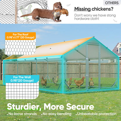 Quictent Advanced Series 18x9 ft Metal Chicken Coop Run with Climbing Ladder, Large Walk-in Outdoor Poultry Cage Heavy Duty Predator Proof Hen Duck Rabbit Farm Pen House, Waterproof Anti-UV Cover