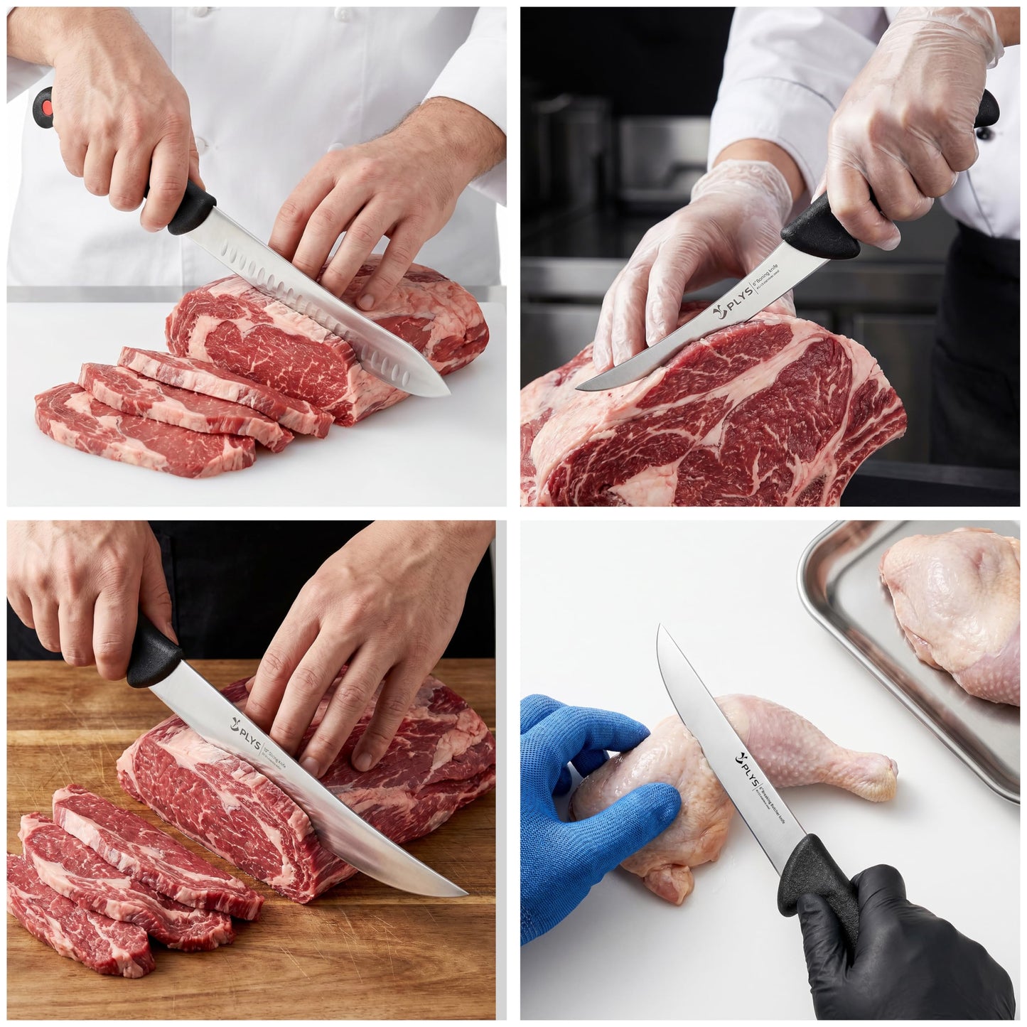Plys From Prep to Plate: The 7-Piece Butcher Knife Set for Complete Meat & BBQ Mastery Featuring 10" Butcher, 6" Boning/Skinning/Fillet, and 8"/10" Slicing Knives in 4Cr13Mov Steel.