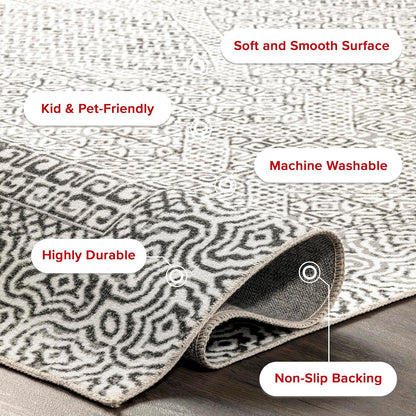 nuLOOM Abstract Tribal Accent Rug, 2' x 3', Grey, Machine Washable Rectangular Rug