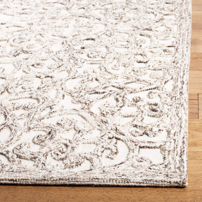 SAFAVIEH Trace Collection Area Rug - 8' Square, Brown & Ivory, Handmade Wool, Ideal for High Traffic Areas in Living Room, Bedroom (TRC103T)