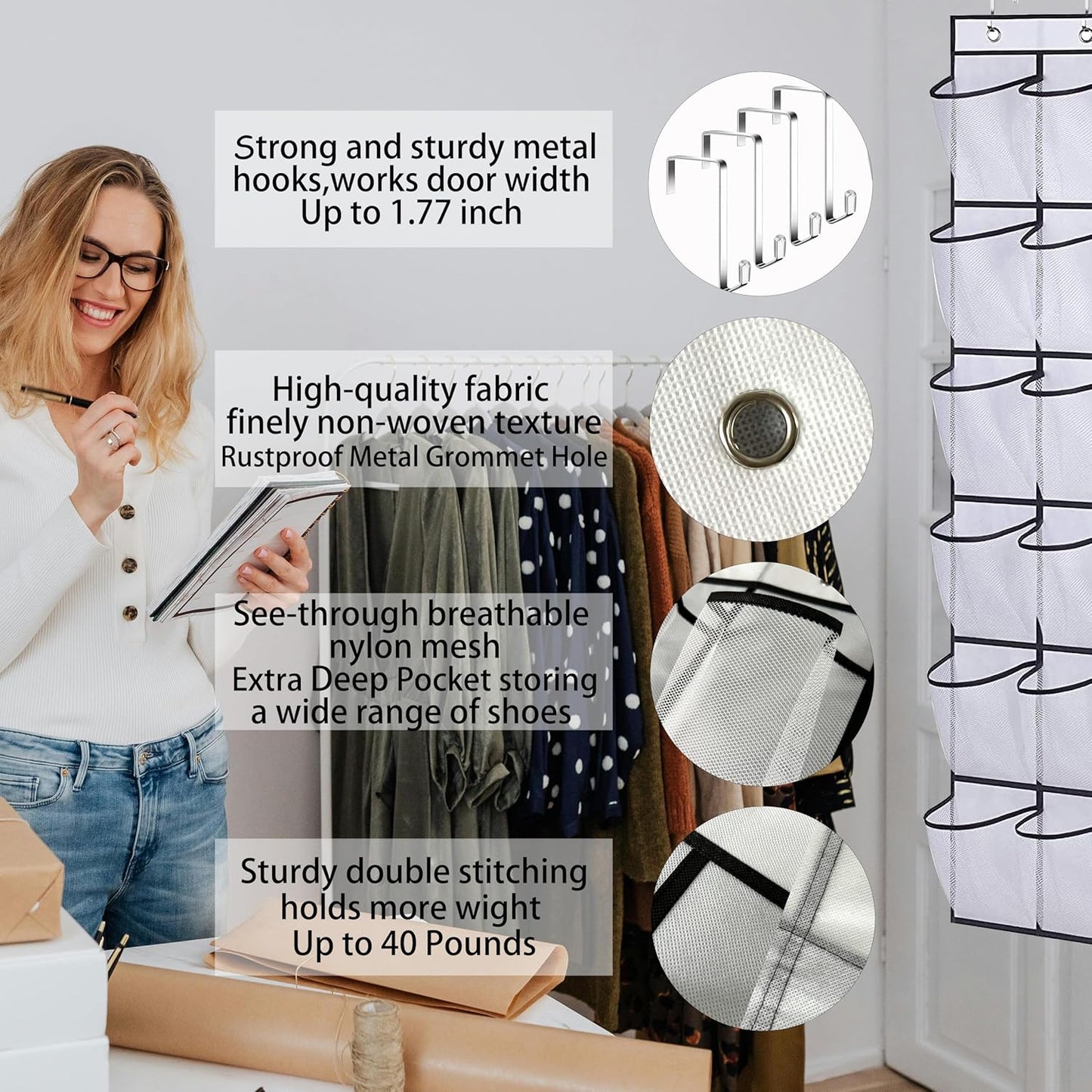 Over the Door Shoe Organizer, Shoe Rack, Door Underwear Organizer, Sunglasses Storage, Food Snacks Pouches, High Heel