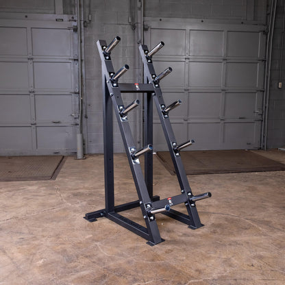 Body-Solid (GWT76) High Capacity Olympic Plate Rack - Modular Bumper & Traditional Weight Storage, Durable Steel Weight Horns, Space-Saving Wall Rest Design