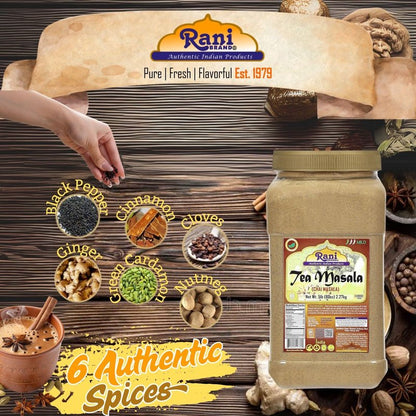 Rani Tea (Chai) Masala Indian Spice Blend 80oz (5lbs) 2.27kg Bulk PET Jar ~ All Natural | Vegan | Gluten Friendly | Salt & Sugar Free | NON-GMO | No Colors | Indian Origin