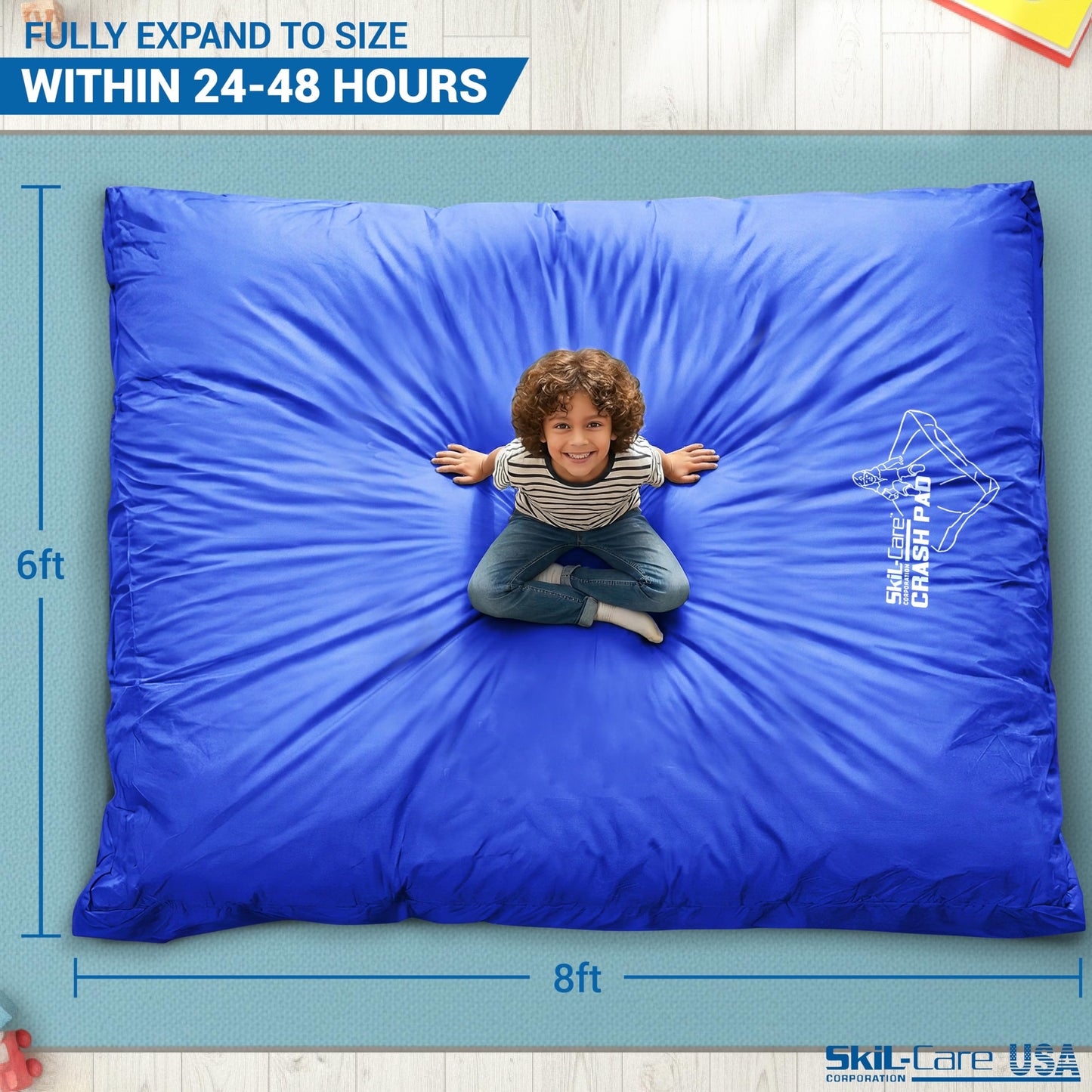 Skil-Care Crash Pad for Kids | Sensory Crash Mat for Active Play | High-Density & Soft Foam Blocks Landing Zone | Kids Jumping Pillow for Indoor & Outdoors Use with Durable Nylon Cover - 6x8 feet
