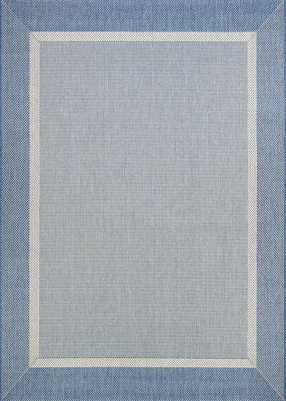 2' 3'7" Set, Couristan Recife Indoor Outdoor Rug - Stria Texture x Rectangle in Blue, Hose Washable, Low Pile, Pet- Kid