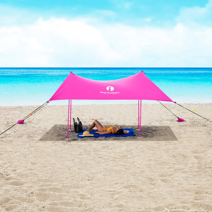 Red Suricata Family Beach Tent & Beach Canopy & 2 Beverage Holders Bundle - UPF50 UV Sun Shade Shelter (Large, Pink)