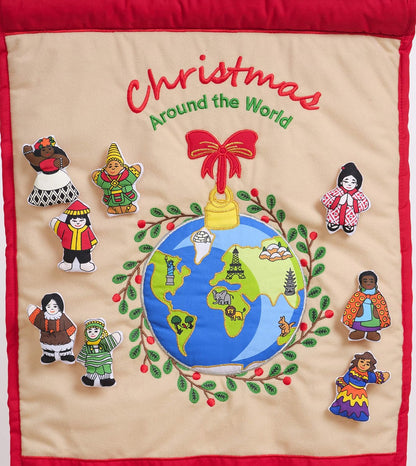 Pockets of Learning Christmas Around the World Advent Calendar - Interactive Holiday Countdown with 25 Stuffed Ornaments | Fabric Wall Hanging Décor