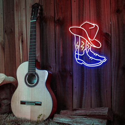 Kavaas Cowboy Boot Neon Sign, Neon Cowboy Hat Sign for Wall Decor | Western Neon Sign for Bedroom, Bar, Office, Man Cave - Best Gifts for Rodeo Enthusiast, Birthday, Christmas